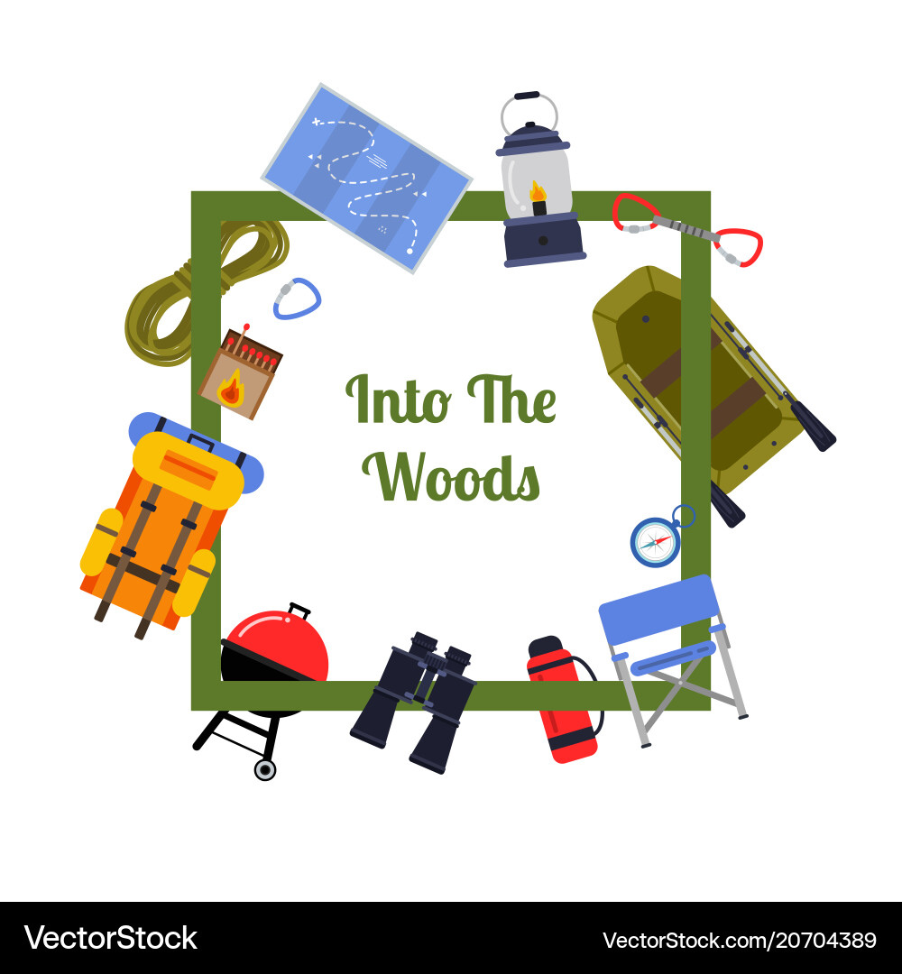 Flat style camping Royalty Free Vector Image - VectorStock