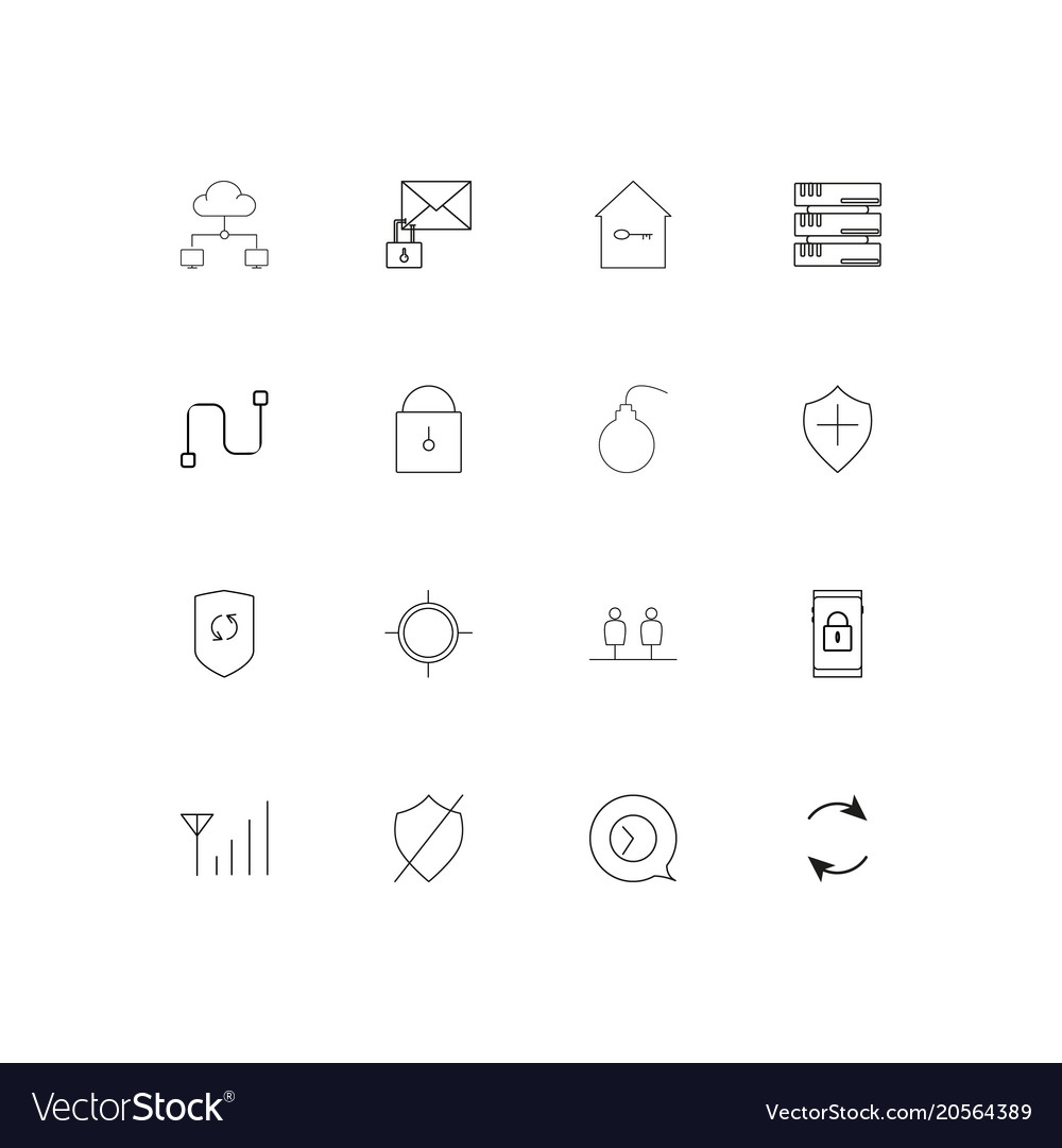 Internet security simple linear icons set