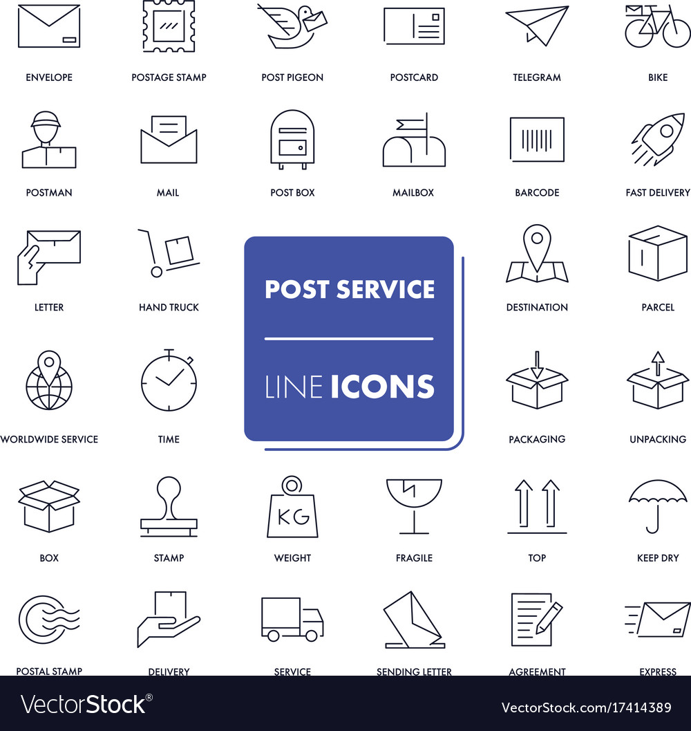 Line icons set post service