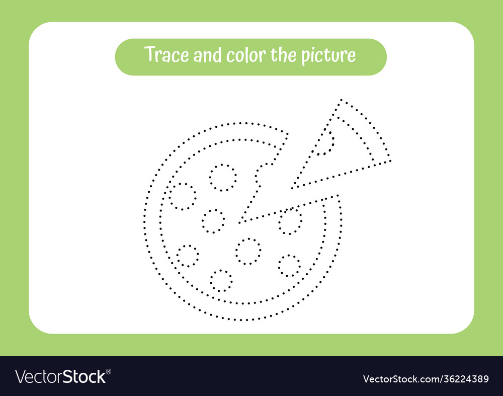 Pizza trace and color picture educational