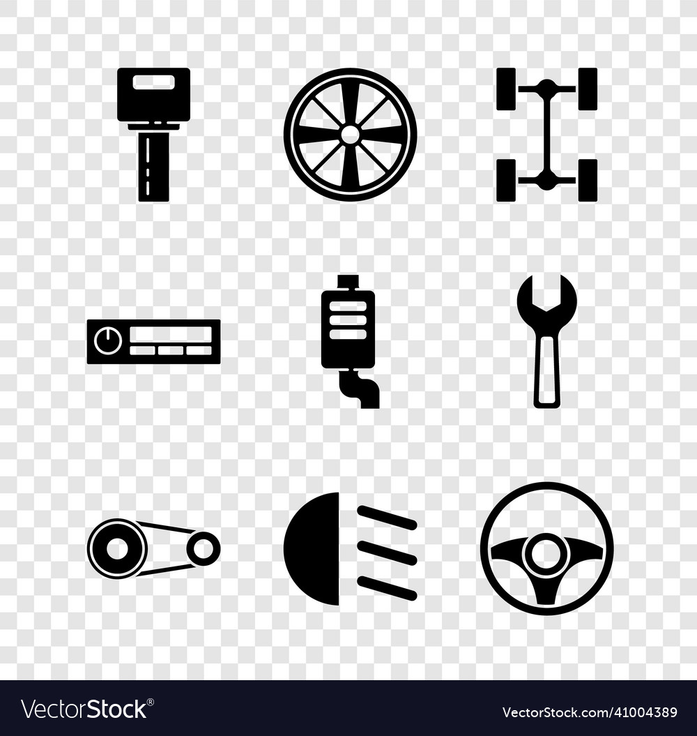 Set car key with remote alloy wheel chassis car Vector Image