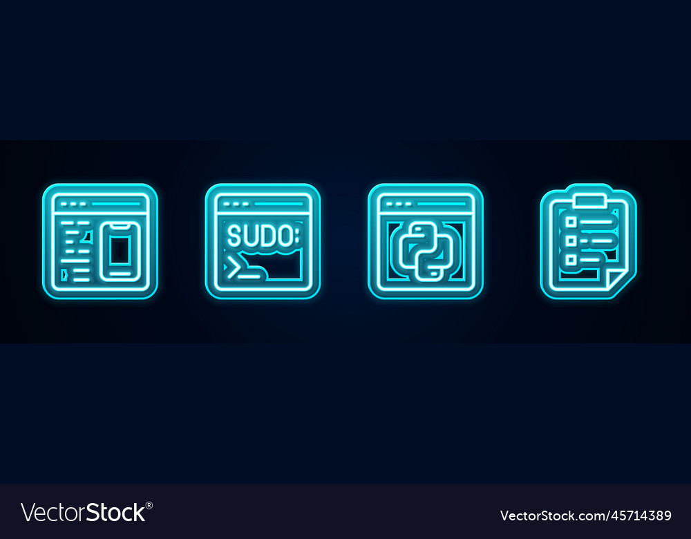 Set line software code terminal python vector image Set line software code terminal python