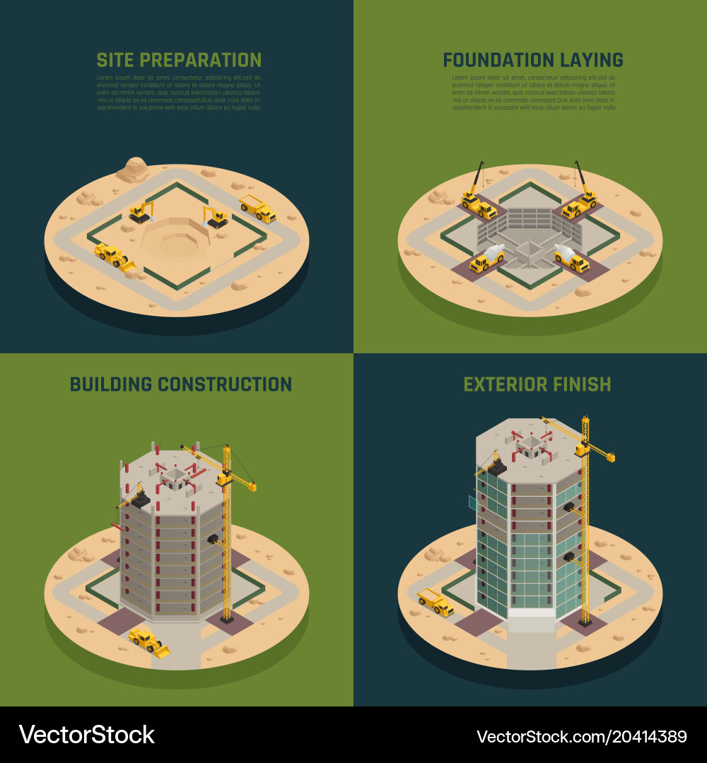 Skyscraper construction isometric Royalty Free Vector Image