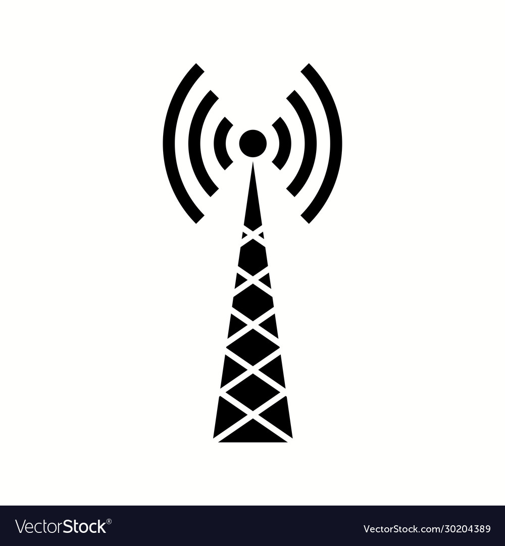 Unique telecom tower glyph icon Royalty Free Vector Image