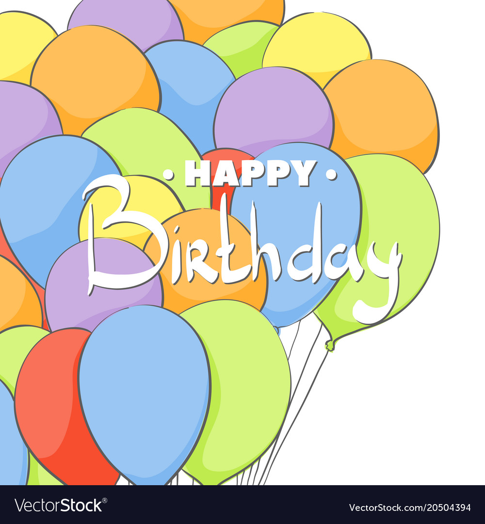 Birthday card with balloons Royalty Free Vector Image