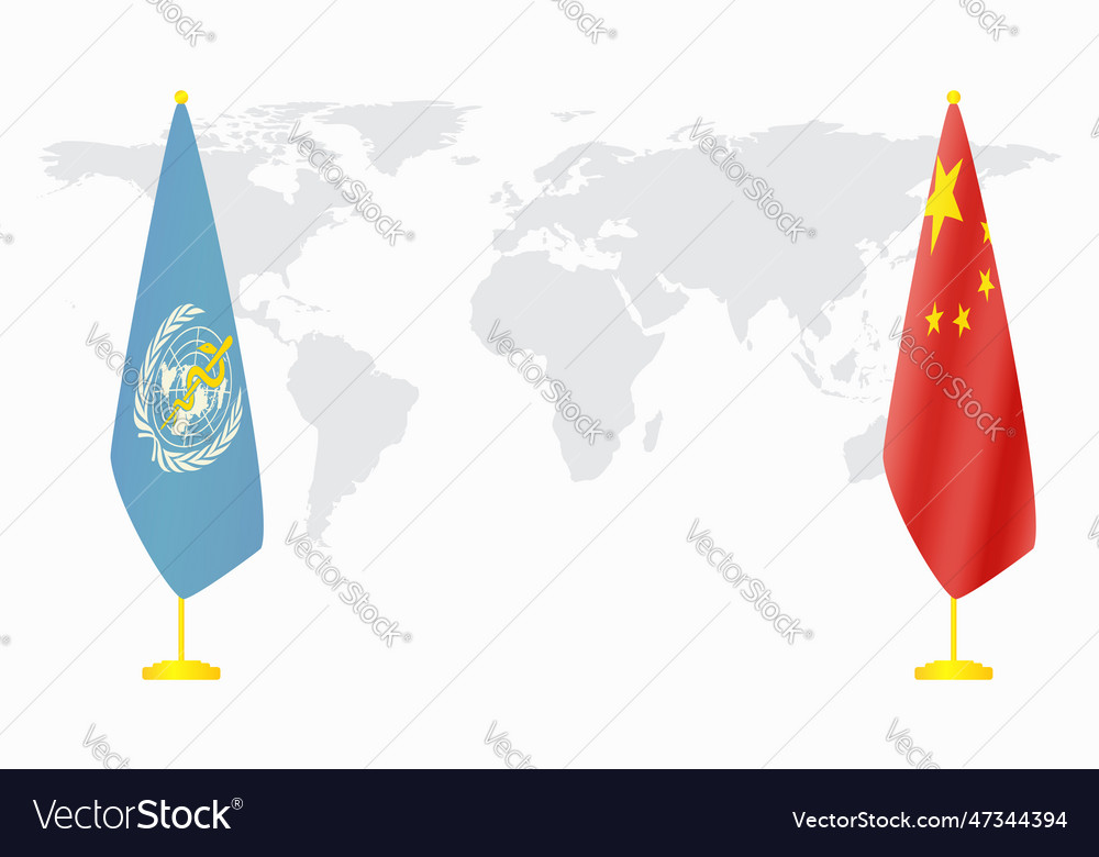 China and world health organization flags