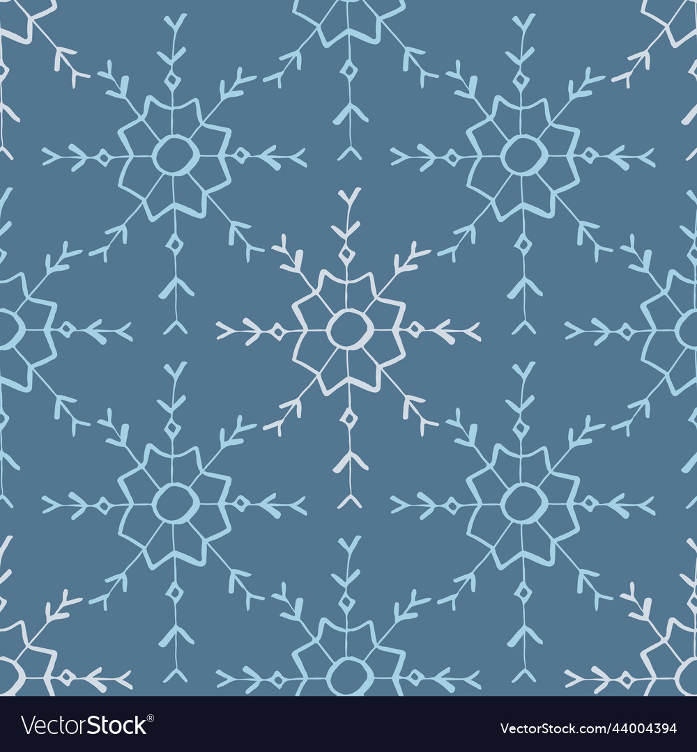 Christmas seamless pattern with doodle snowflakes