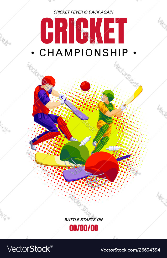 Cricket championship concept banner cartoon style Vector Image