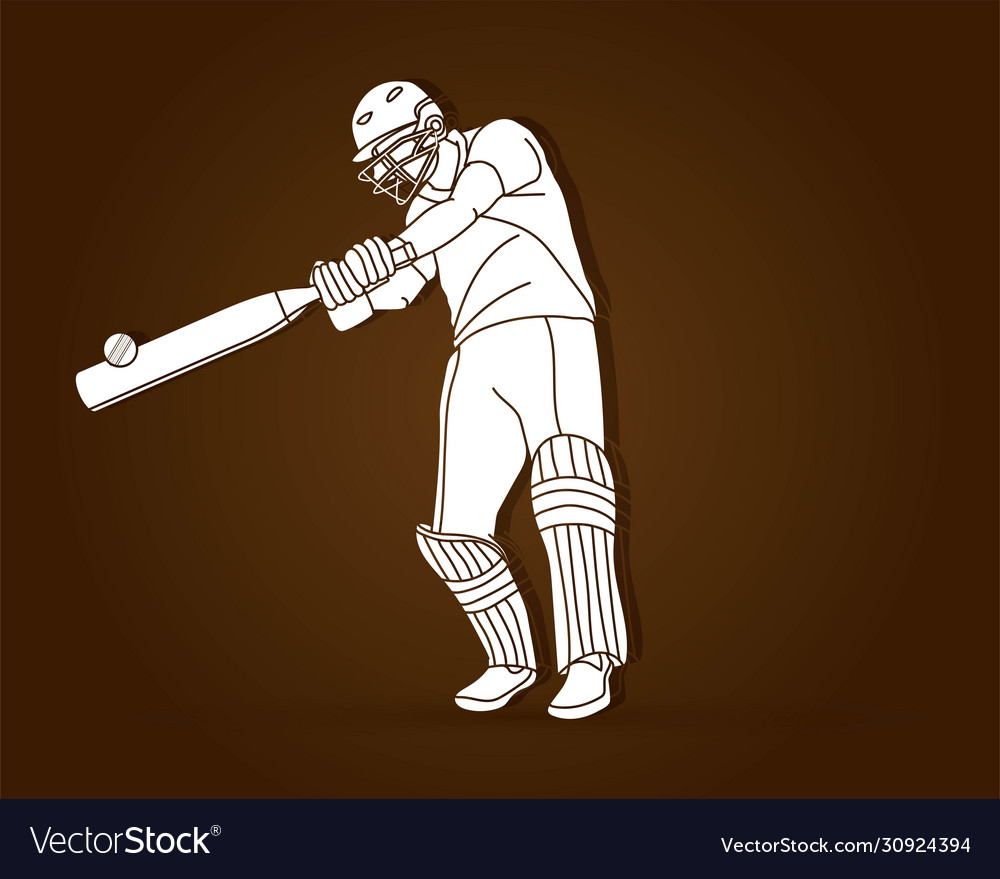 Cricket Player Action Cartoon Sport Grafik