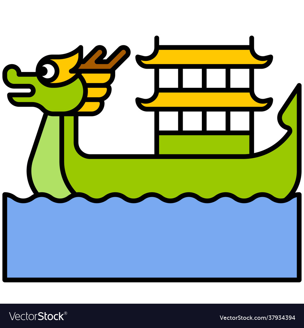 Dragon boat icon festival related Royalty Free Vector Image