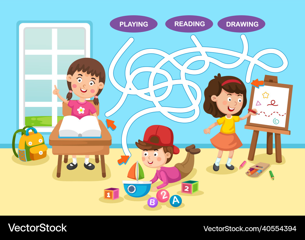 Educational maze game for children Royalty Free Vector Image