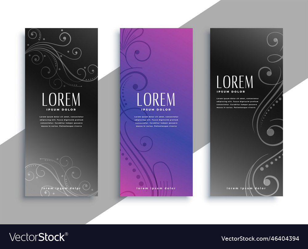 Floral decorative banners set template design