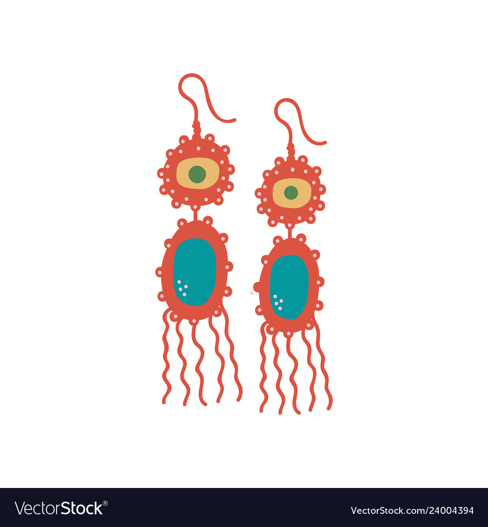 Golden earrings with gemstones fashion jewelry Vector Image