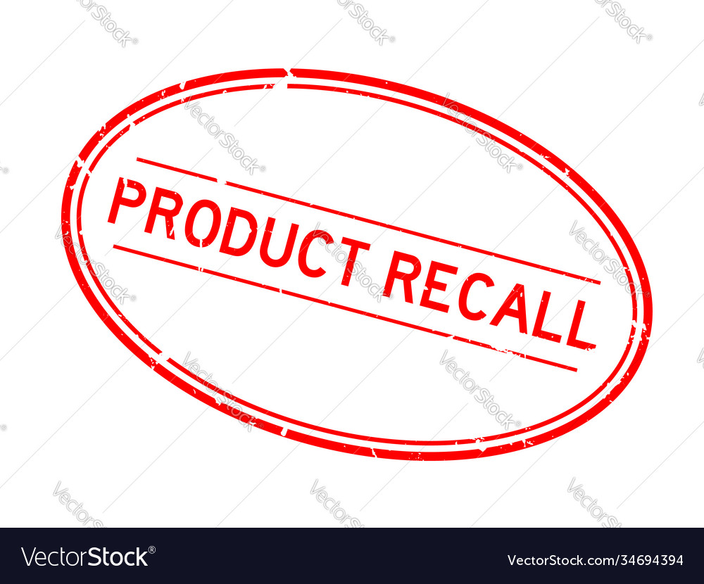 Grunge red product recall word oval rubber seal