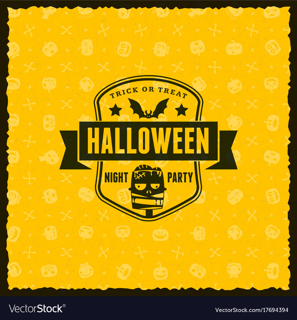 Happy halloween badge sticker label with seamless