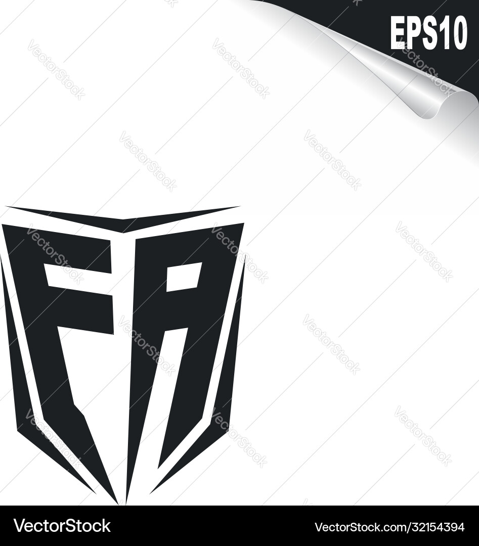 Initial fa logo design with shield style Vector Image
