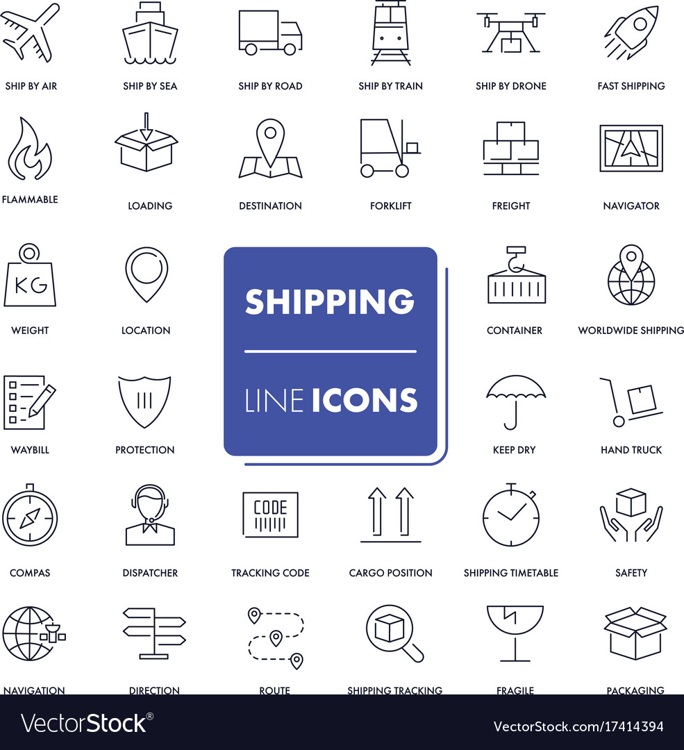 Line icons set shipping