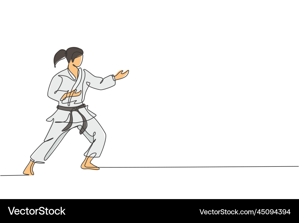 One continuous line drawing of young talented Vector Image