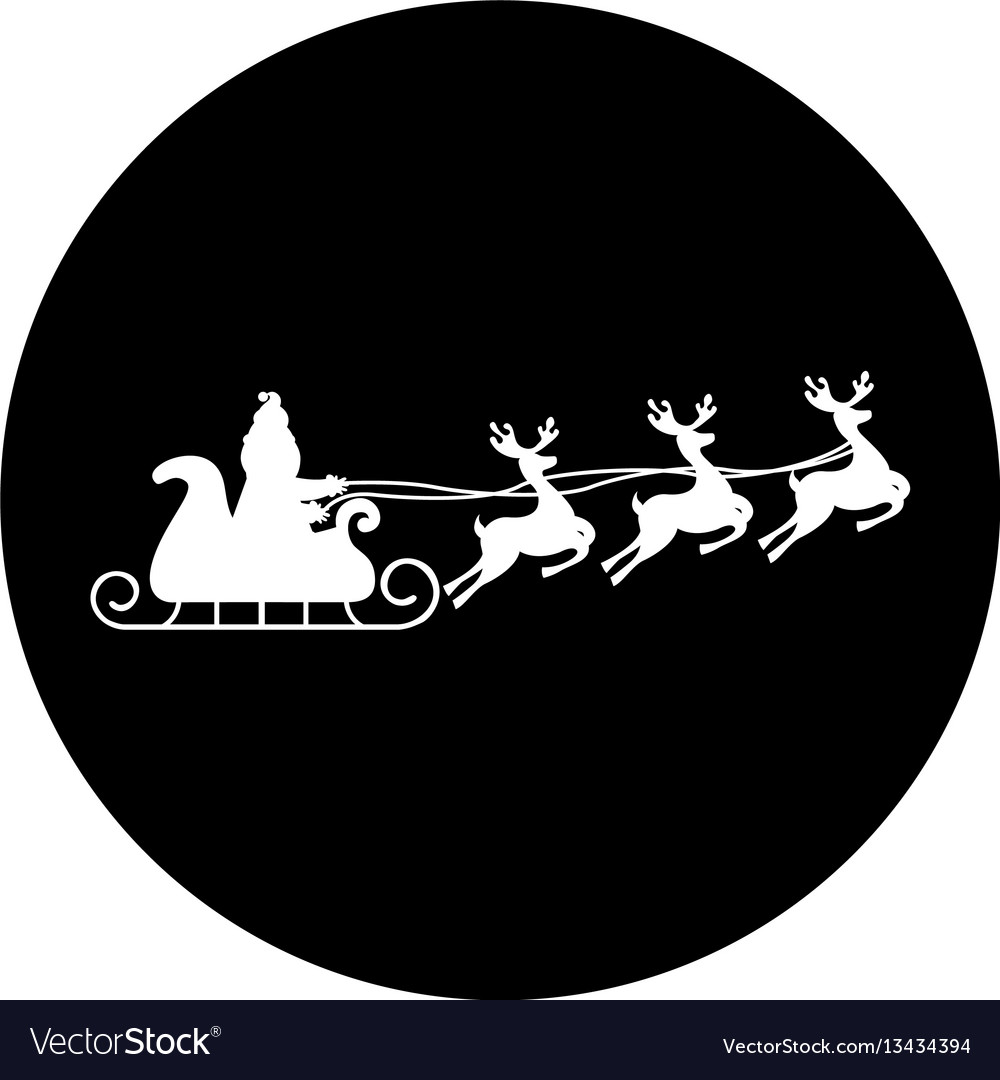 Santa claus carriage with reindeer flying isolated