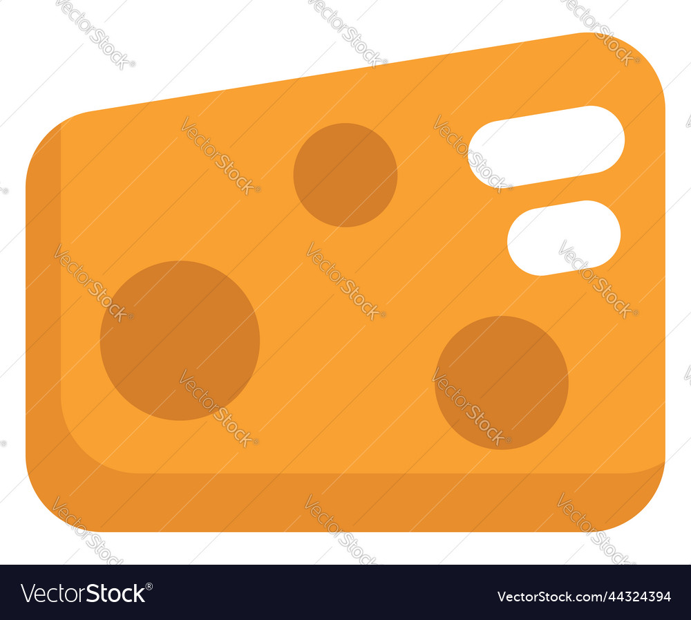 Slice of yellow cheese on a white background