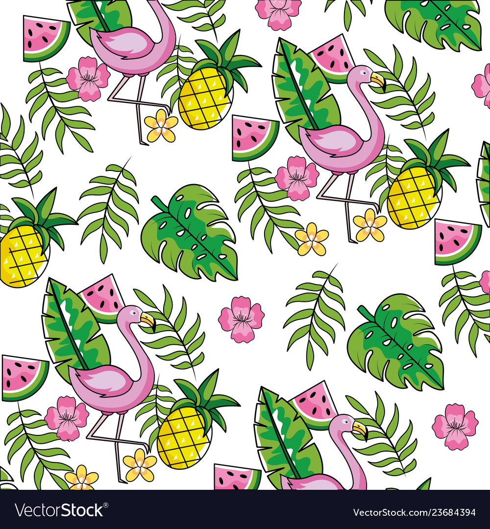 Tropical summer seamless pattern cartoon