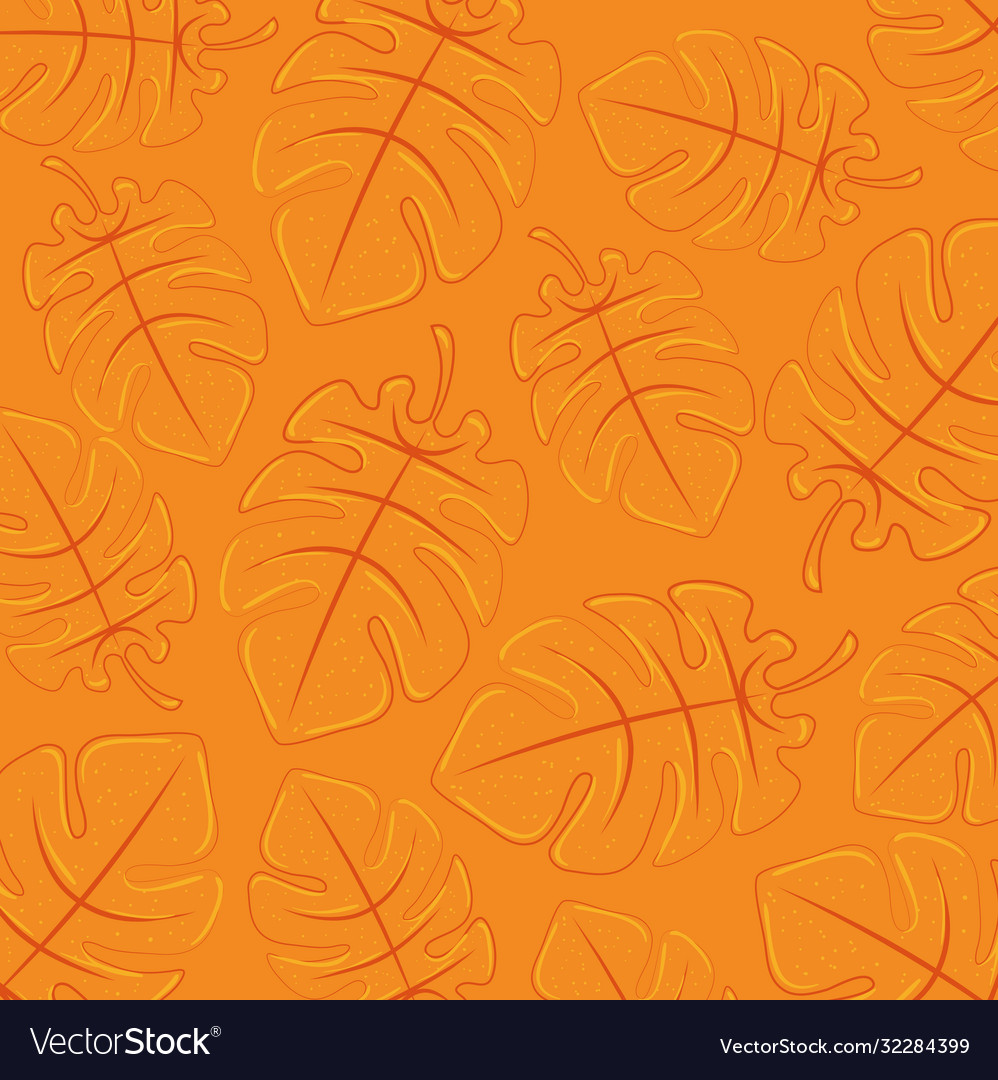 Background orange tropical leaves summer Vector Image