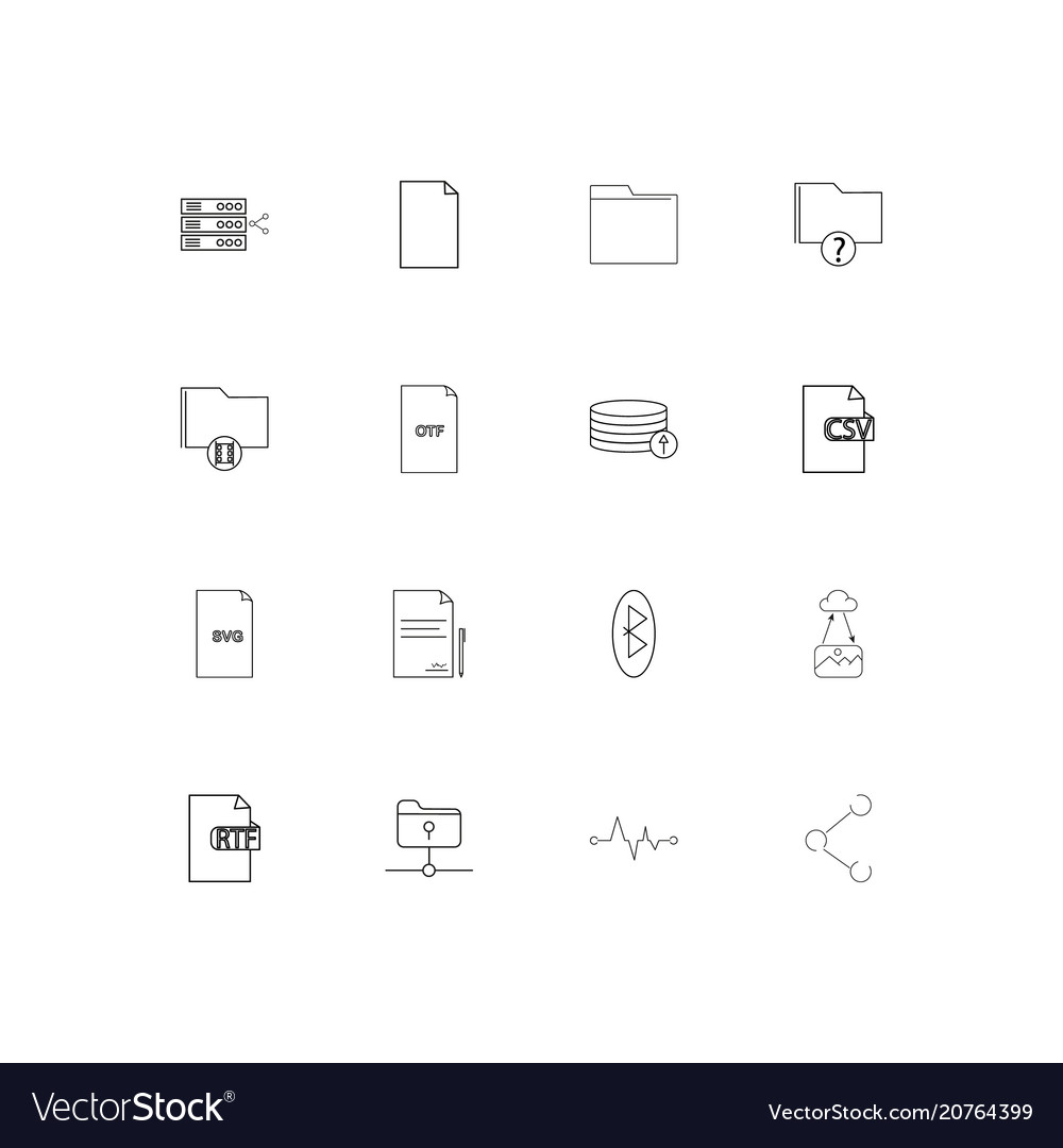 Files and folders sign linear thin icons set