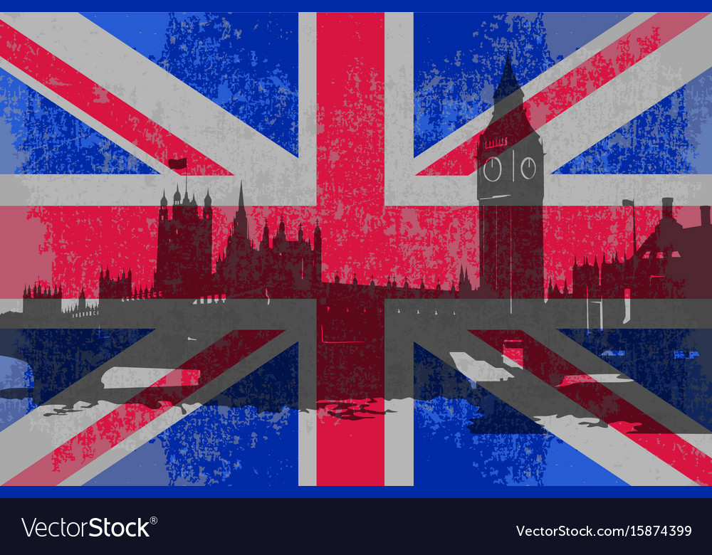 Flag of england and the parliament building Vector Image