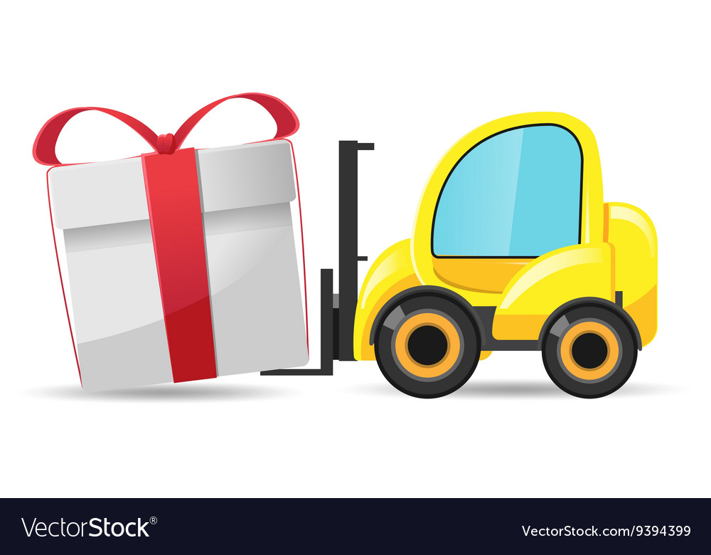 Forklift car gift box isolate