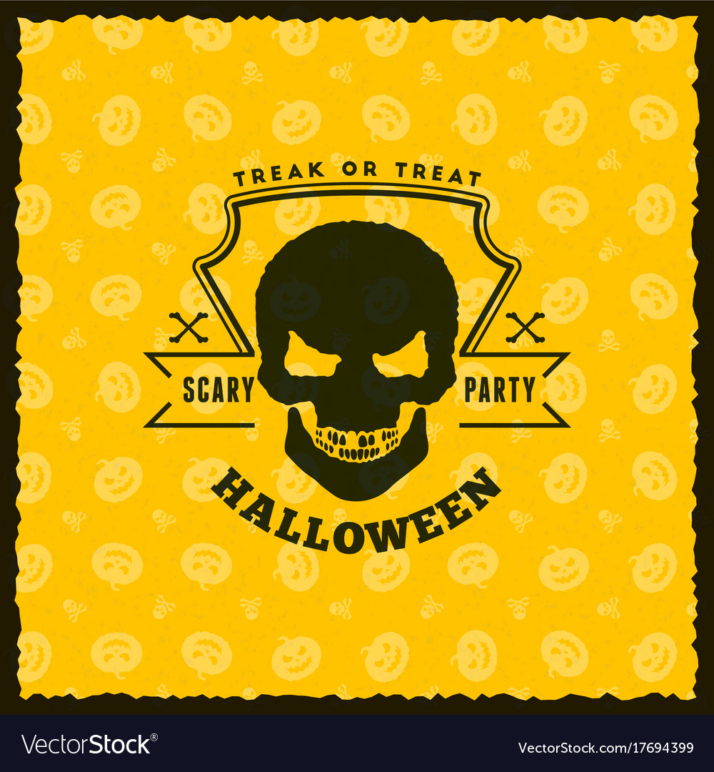 Happy halloween badge sticker label with seamless