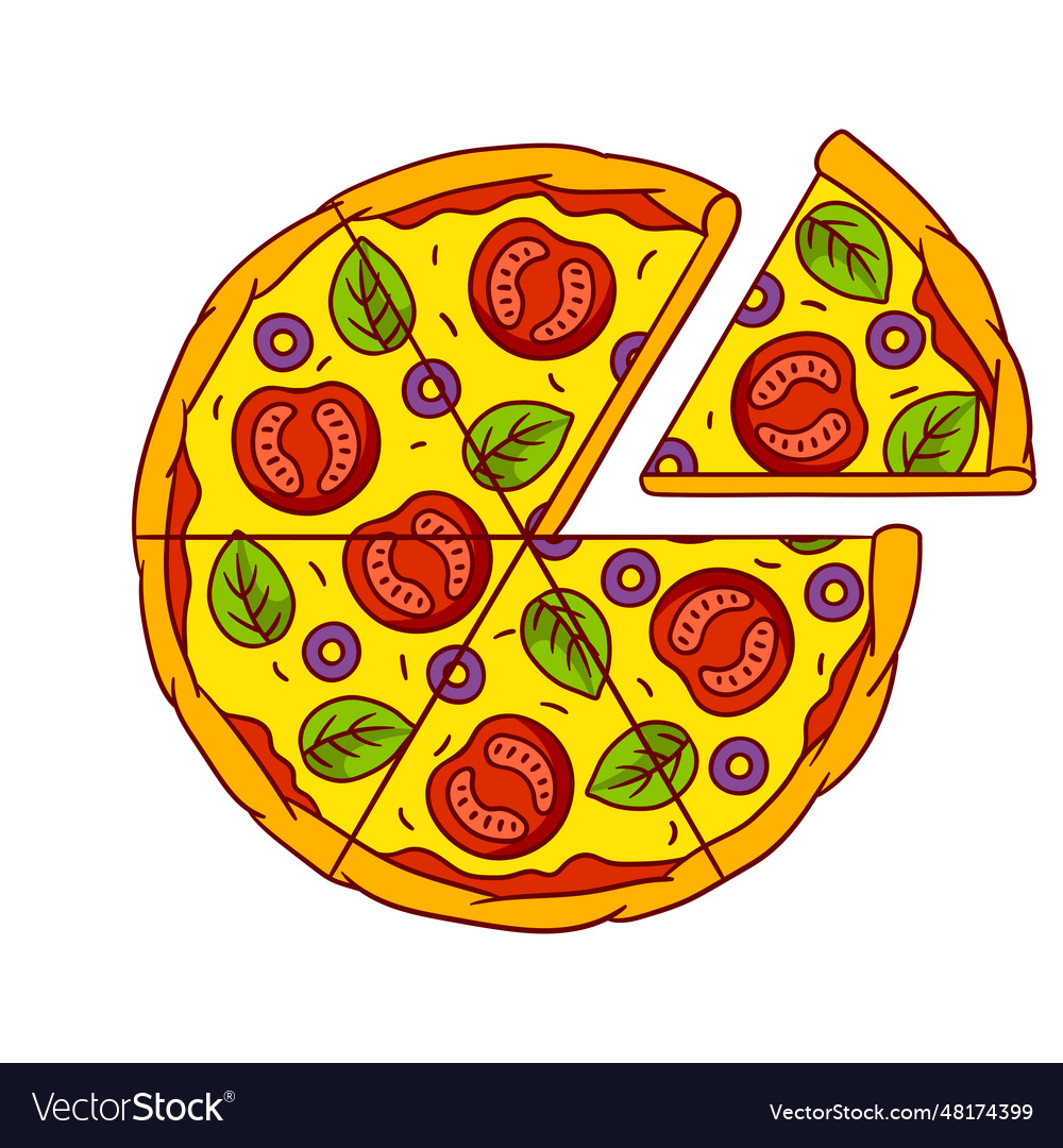 Tasty pizza slice separated delicious fast food Vector Image