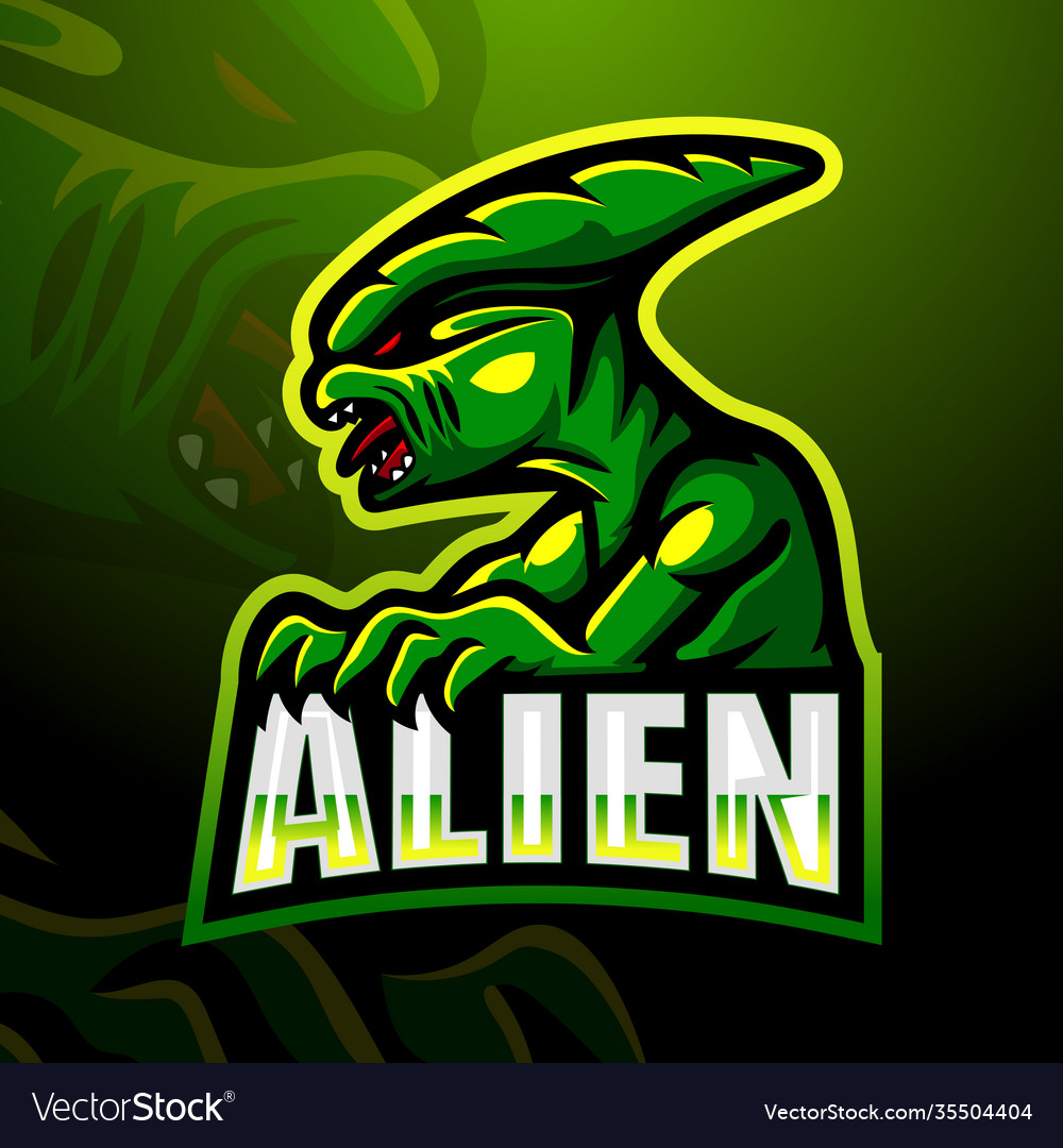 Alien mascot esport logo de Royalty Free Vector Image