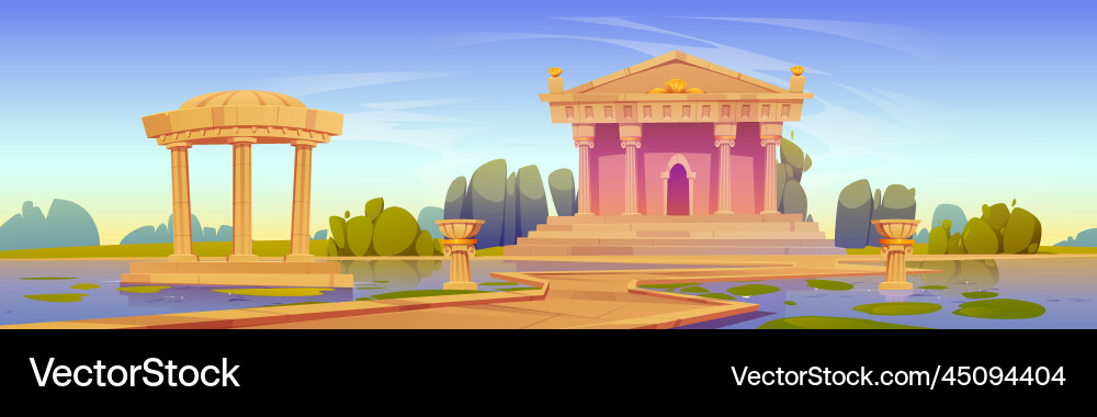 Ancient temple antique architecture building Vector Image