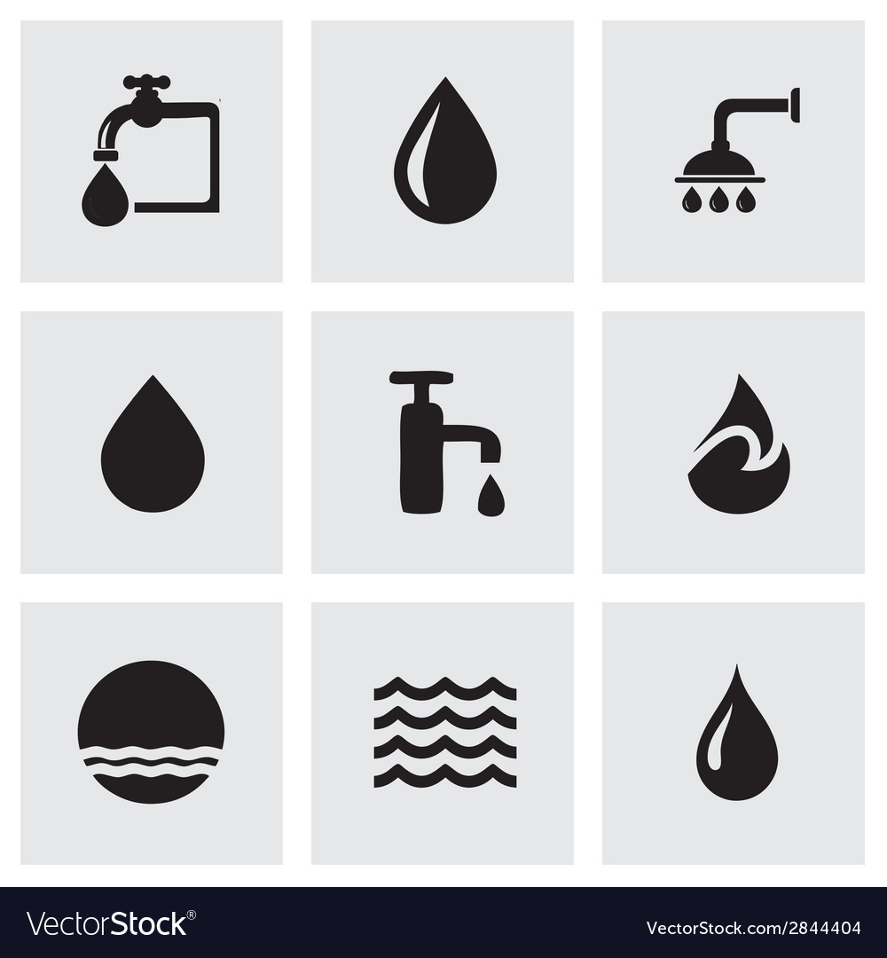 Black water icons set
