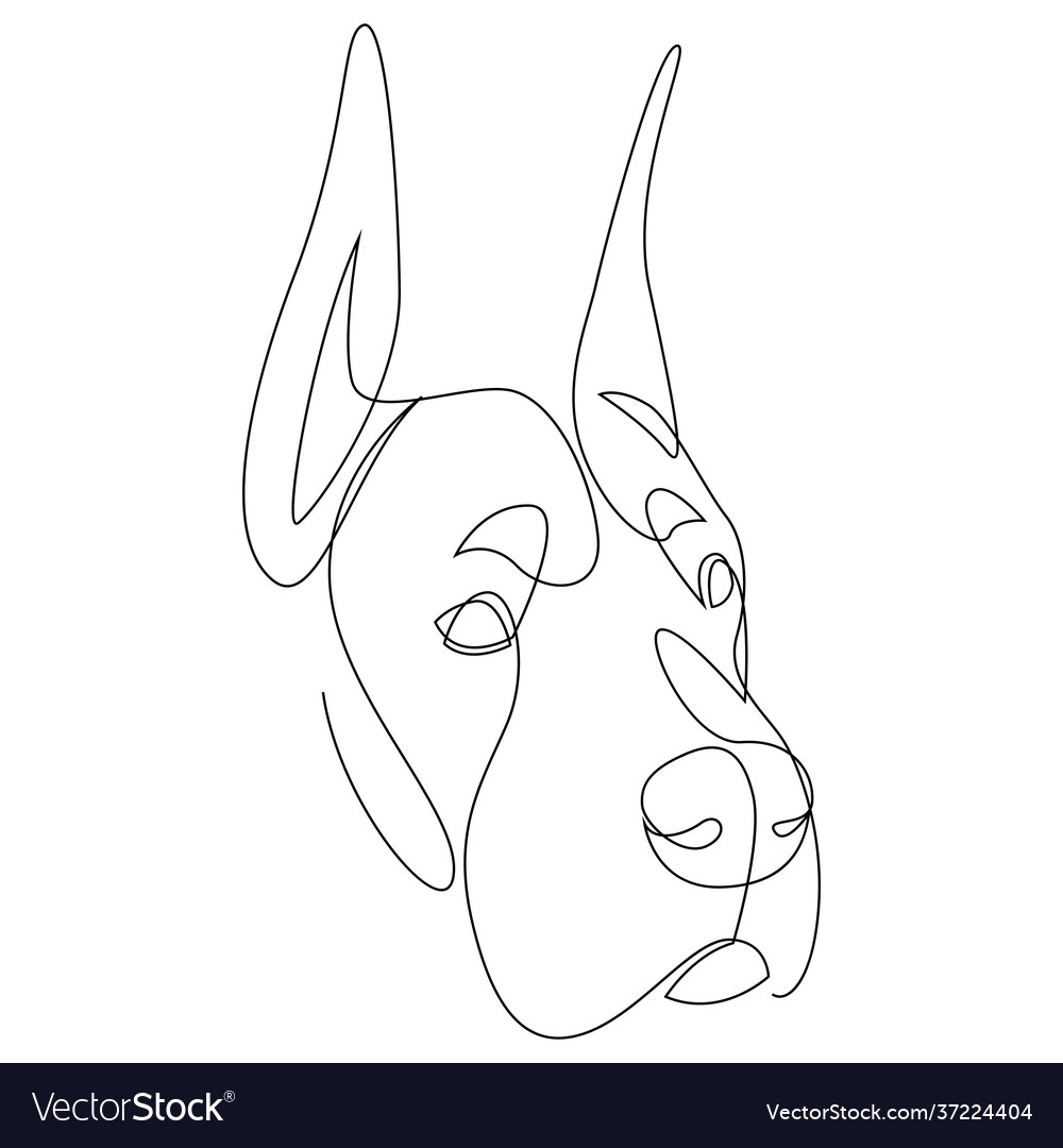 Continuous line great dane single minimal Vector Image