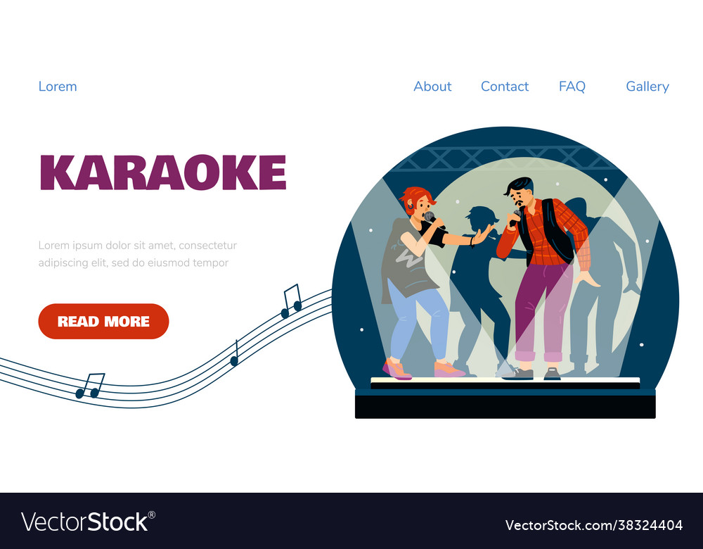 Karaoke club website with group friends singing Vector Image