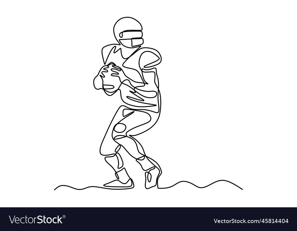 One line american soccer or football game of man Vector Image