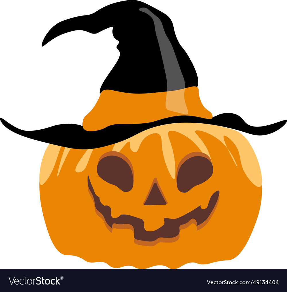 Scary pumpkin head in a black hat Royalty Free Vector Image