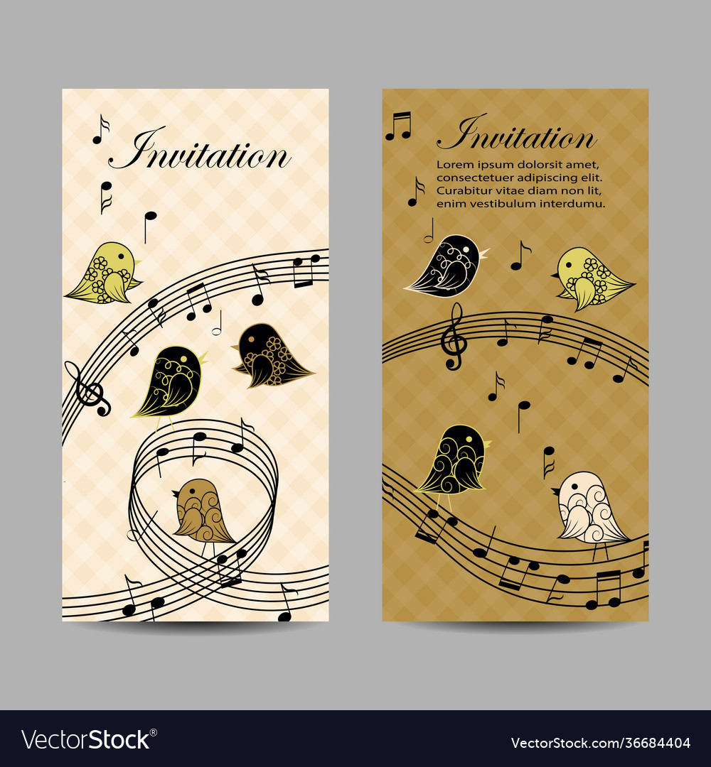 Set vertical banners with singing birds