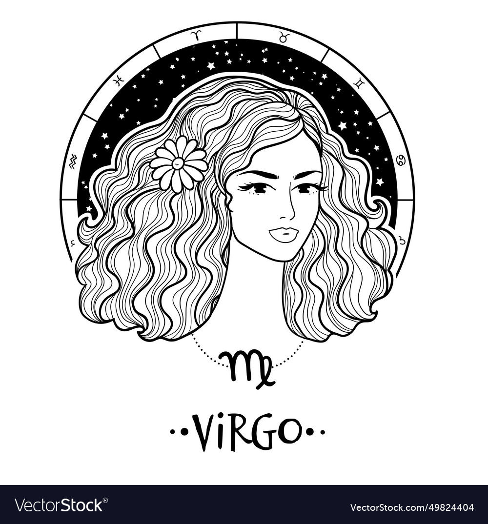 Virgo zodiac sign line ar Royalty Free Vector Image