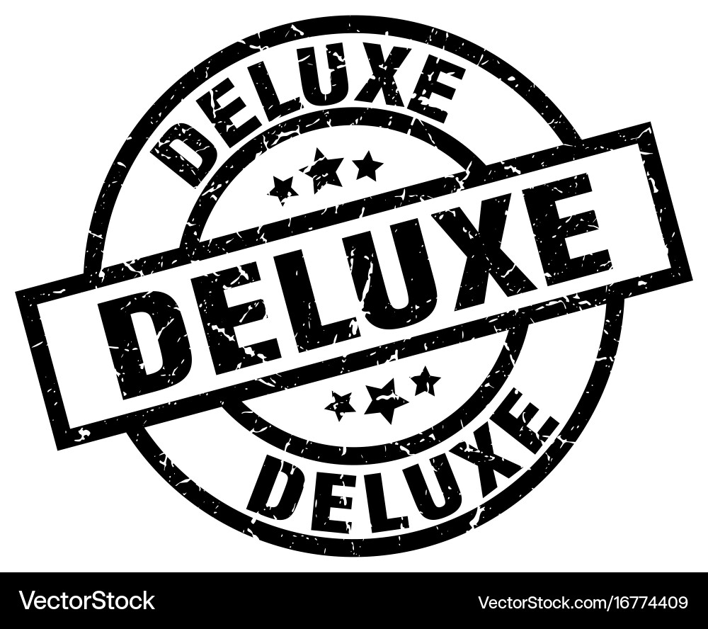 Deluxe round grunge black stamp Royalty Free Vector Image