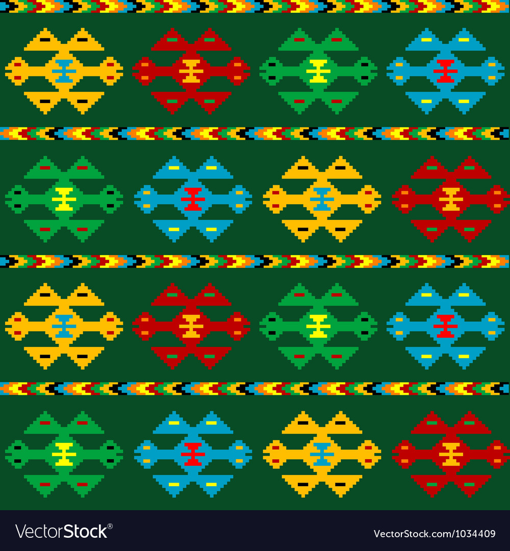 Green carpet with ethnic motifs Royalty Free Vector Image