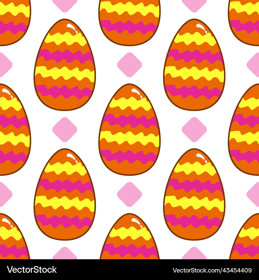 Seamless pattern with cartoon easter eggs Vector Image