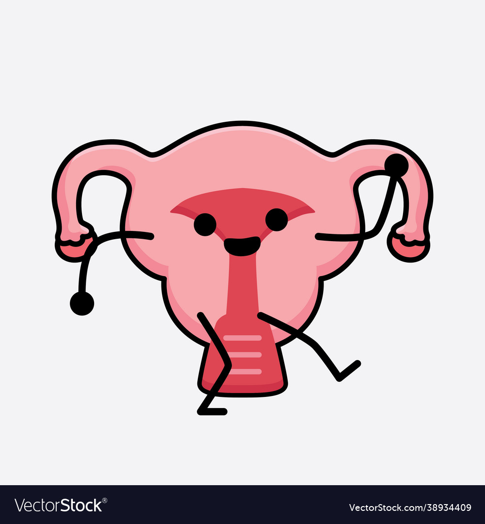 Uterus character with cute face and simple body