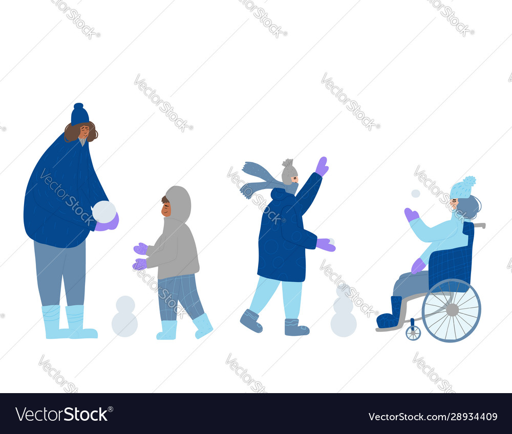 Winter people dressed in warm outdoor clothes