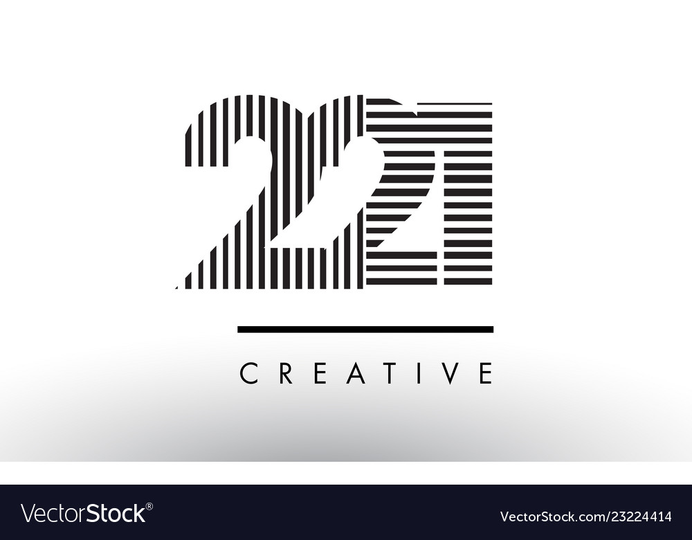 221 black and white lines number logo design