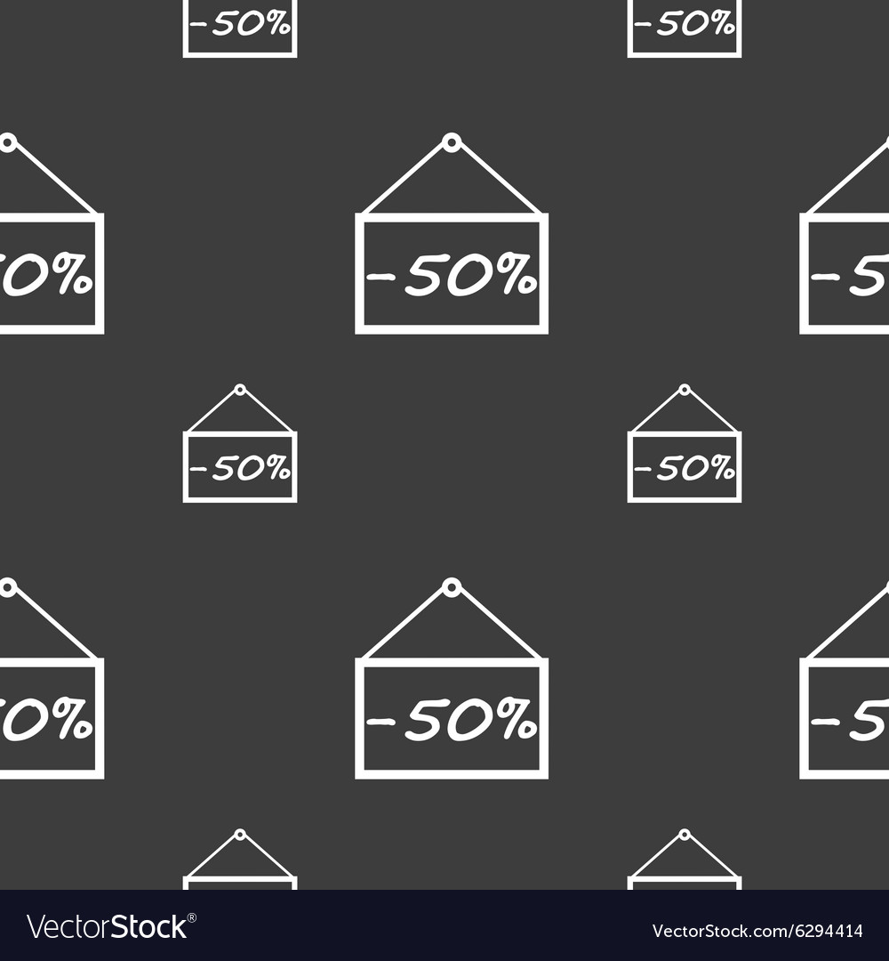 50 discount icon sign seamless pattern on a gray