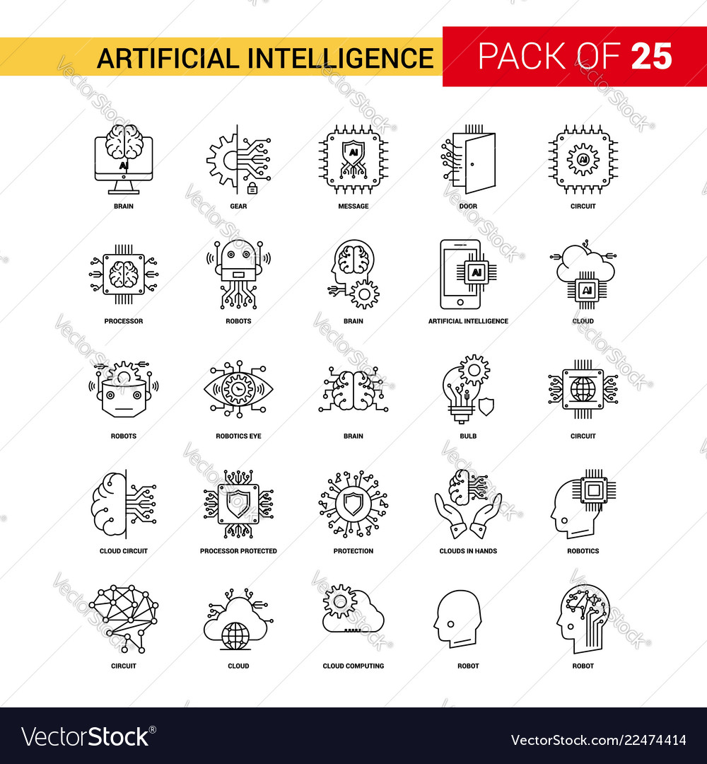 Artificial intelligence black line icon - 25