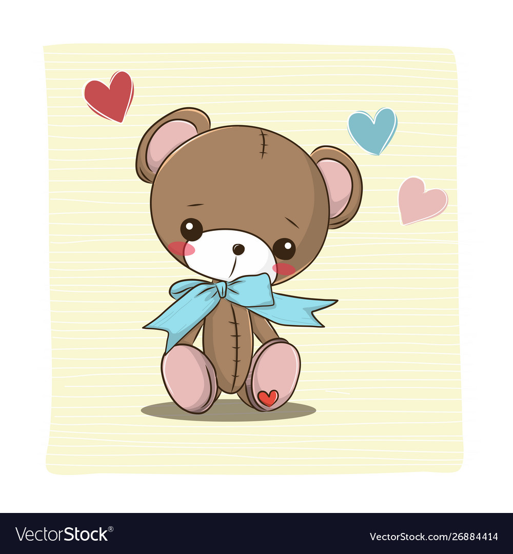 Bear doll cartoon cute with heart Royalty Free Vector Image