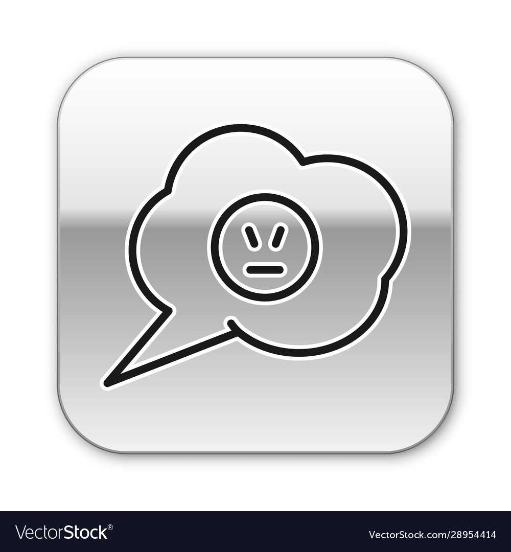 Black line speech bubble with angry smile icon